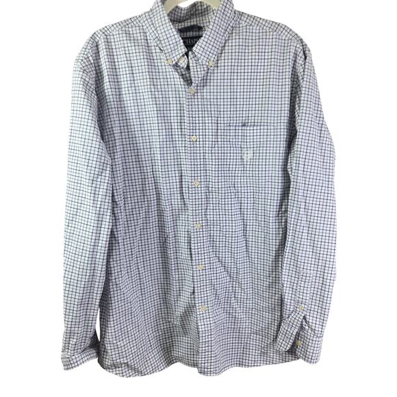 Ralph Lauren Chaps stretch oxford Men's XXL long sleeve button up blue check - Picture 1 of 5
